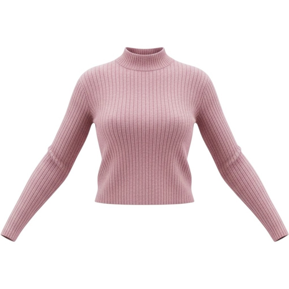 Hollister Womens Pink Ribbed Mock Neck Eyelash Knit Sweater Small Long Sleeve